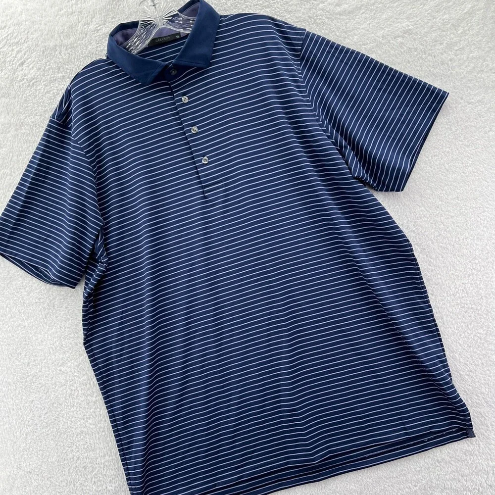Greyson Polo Shirt Mens XL Relaxed Blue Golf Purple Striped Collared Top *C21* - Picture 3 of 15